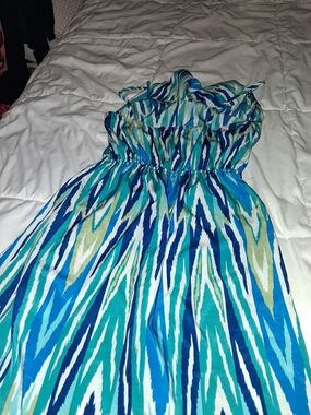 Soprano Teal Blue Green Patterned Maxi Dress
